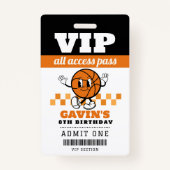 Custom Retro Basketbal Verjaardagsfeest Voorkeur M Badge (Voorkant)