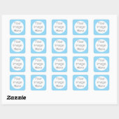 Custom Retro Blue Frame one Photo Square Sticker (Vel)