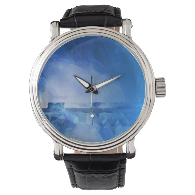 custom retro blue horloge (Voorkant)