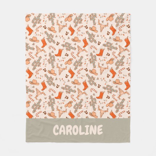 Custom Retro Boho Westerne Kerstwoestijn Cactus Fleece Deken (Voorkant)