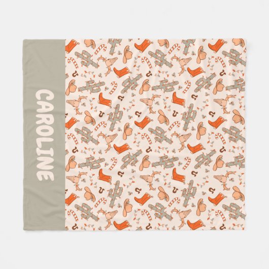 Custom Retro Boho Westerne Kerstwoestijn Cactus Fleece Deken (Voorkant (Horizontaal))