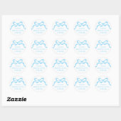 Custom Retro Boy Blue Bow Baby Birth Announcement  Ronde Sticker (Vel)