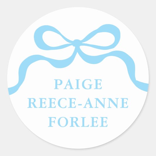 Custom Retro Boy Blue Bow Baby Birth Announcement  Ronde Sticker (Voorkant)