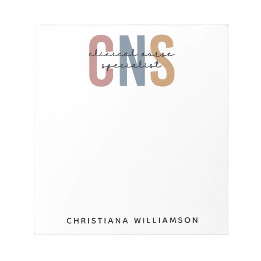 Custom Retro CNS Klinische Verpleegkundige Special Notitieblok (Voorkant)