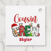 Custom Retro Cousin Crew Christmas Doodle Bedankjes Labels (Achterkant)