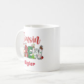 Custom Retro Cousin Crew Christmas Doodle Koffiemok (Voorkant links)