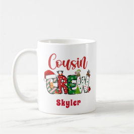 Custom Retro Cousin Crew Christmas Doodle Koffiemok