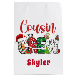 Custom Retro Cousin Crew Christmas Doodle Medium Cadeauzakje
