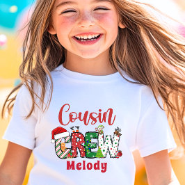 Custom Retro Cousin Crew Kerst Doodle T-shirt