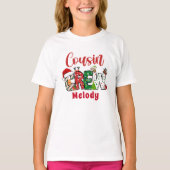 Custom Retro Cousin Crew Kerst Doodle T-shirt (Voorkant)
