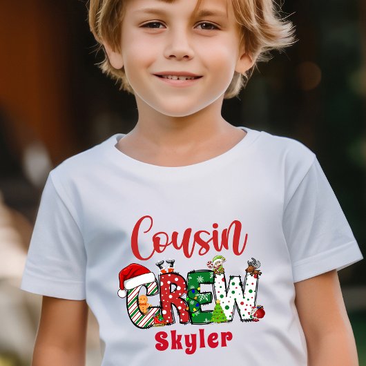 Custom Retro Cousin Crew Kerst T-shirt