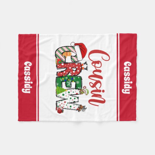Custom Retro Cousin Crew Kerstmis Fleece Deken (Voorkant (Horizontaal))