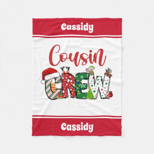 Custom Retro Cousin Crew Kerstmis Fleece Deken (Voorkant)