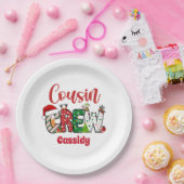 Custom Retro Cousin Crew Kerstmis Papieren Bordje (Feest)