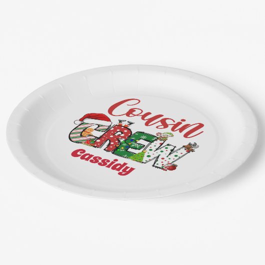 Custom Retro Cousin Crew Kerstmis Papieren Bordje (Gekanteld)