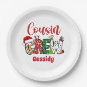 Custom Retro Cousin Crew Kerstmis Papieren Bordje (Voorkant)