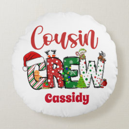 Custom Retro Cousin Crew Kerstmis Rond Kussen