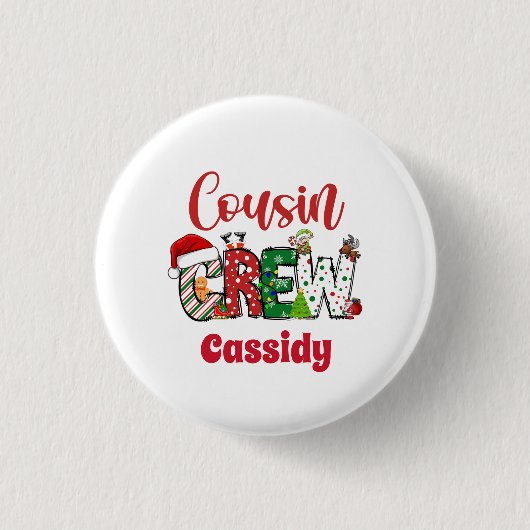 Custom Retro Cousin Crew Kerstmis Ronde Button 3,2 Cm (Voorkant)
