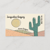 Custom Retro Desert Cactus Interieur Ontwerper Visitekaartje (Voorkant)