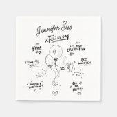 Custom Retro Doodle Moderne Ballon Gelukkige Verja Servet (Voorkant)