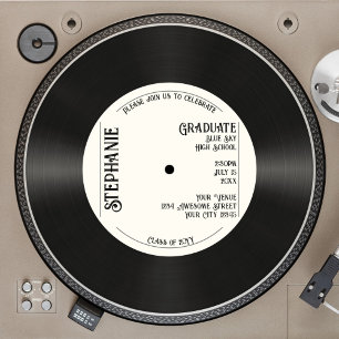 Custom Retro Faux Vinyl Record Music Afstuderen Kaart
