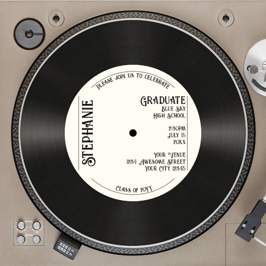 Custom Retro Faux Vinyl Record Music Afstuderen Kaart