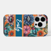 Custom Retro Floral Pattern iPhone Hoesje (Achterkant horizontaal)