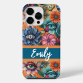 Custom Retro Floral Pattern iPhone Hoesje (Achterkant)