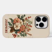 Custom Retro Flowers Hawthorn iPhone 14 Stoer Hoes (Achterkant (horizontaal))