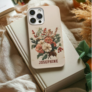 Custom Retro Flowers Hawthorn iPhone 14 Stoer Hoes