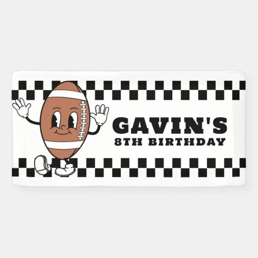 Custom Retro Football Verjaardagsfeest Vinyl Outdo Spandoek (Horizontaal)