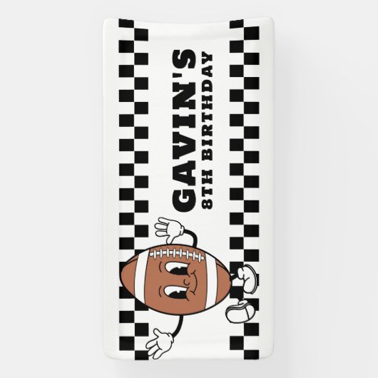 Custom Retro Football Verjaardagsfeest Vinyl Outdo Spandoek (Verticaal)
