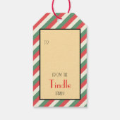 Custom Retro Gestreept "Vrolijk Kerstfeest" Vakant Cadeaulabel (Achterkant)