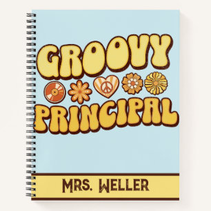 Custom Retro  Groovy Principal Flower power Notitieboek