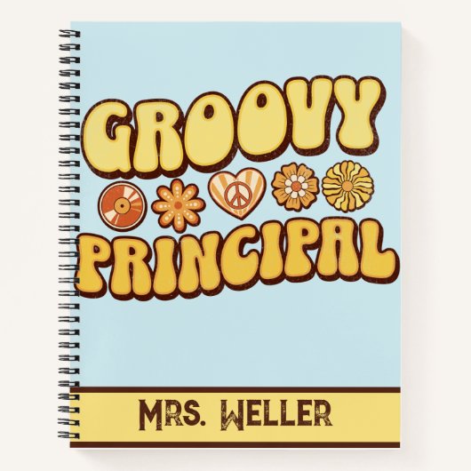 Custom Retro Groovy Principal Flower power Notitieboek (Voorkant)