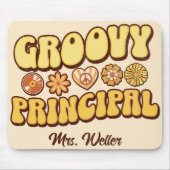 Custom Retro "Groovy Principal" Wavy Muismat (Voorkant)