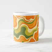 Custom Retro Groovy Swirl Abstract Orange Green Grote Koffiekop (Voorkant rechts)