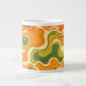 Custom Retro Groovy Swirl Abstract Orange Green Grote Koffiekop (Voorkant)