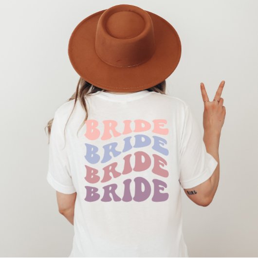 Custom Retro Groovy Terug Print Bruiloft T-shirt