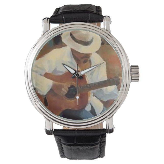 Custom retro guitar horloge (Voorkant)