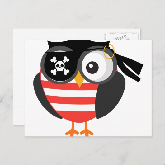 Custom Retro Halloween Pirate Owl Briefkaart (Voorkant / Achterkant)