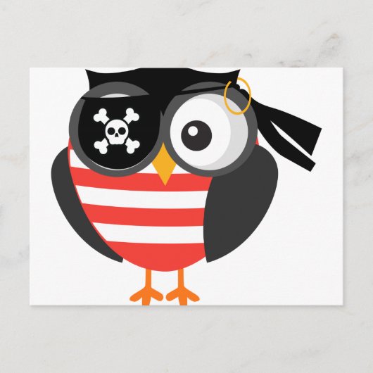 Custom Retro Halloween Pirate Owl Briefkaart (Voorkant)