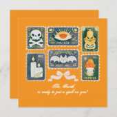 Custom Retro Halloween Spooky Season Pompoen Stamp (Voorkant / Achterkant)