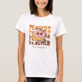 Custom Retro Herfst Teacher – Halloween Pompoen T-shirt (Voorkant)