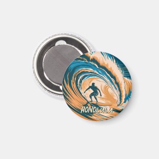 Custom Retro Honolulu Hawaii Surfer Surfen Oceaan Magneet (Voorkant / Achterkant)