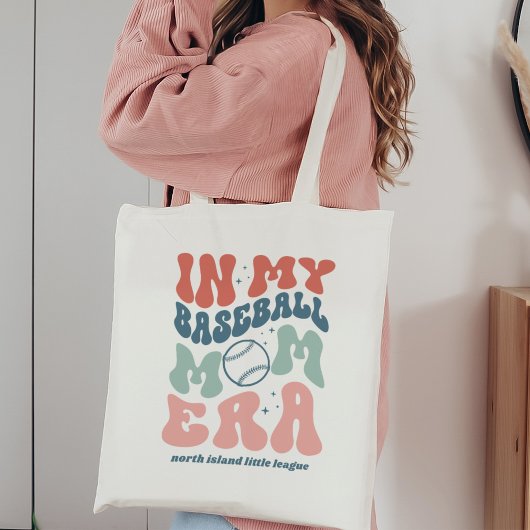 Custom retro "in mijn honkbal mam tijdperk" tote bag