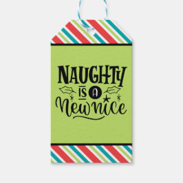 Custom Retro Kerstmis "Naughty is een nieuwe Nice" Cadeaulabel