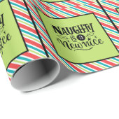 Custom Retro Kerstmis "Naughty is een nieuwe Nice" Cadeaupapier (Rol Hoek)