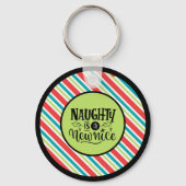 Custom Retro Kerstmis "Naughty is een nieuwe Nice" Sleutelhanger (Voorkant)