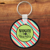 Custom Retro Kerstmis "Naughty is een nieuwe Nice" Sleutelhanger (Voorkant)